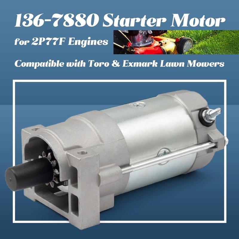 Esttlamer 136-7880 Starter Motor Replacement for Toro Exmark Timecutter Titan HD Z Master Quest Radius E-Series S-Series Lawn Mowers 2P77F Engines Parts Replaces 133-9828 133-1564 127-9209 - Image 4